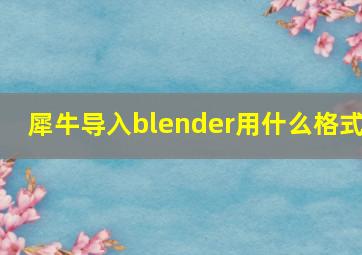 犀牛导入blender用什么格式