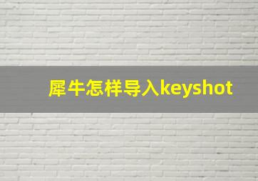 犀牛怎样导入keyshot