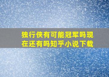 独行侠有可能冠军吗现在还有吗知乎小说下载