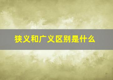 狭义和广义区别是什么