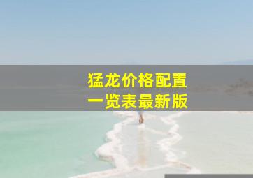 猛龙价格配置一览表最新版