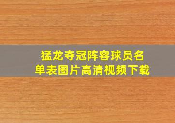 猛龙夺冠阵容球员名单表图片高清视频下载