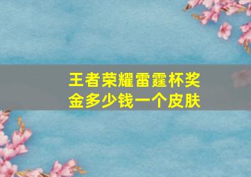 王者荣耀雷霆杯奖金多少钱一个皮肤