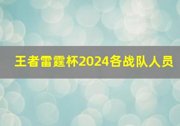 王者雷霆杯2024各战队人员