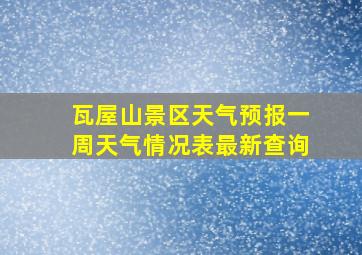 瓦屋山景区天气预报一周天气情况表最新查询