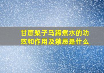 甘蔗梨子马蹄煮水的功效和作用及禁忌是什么