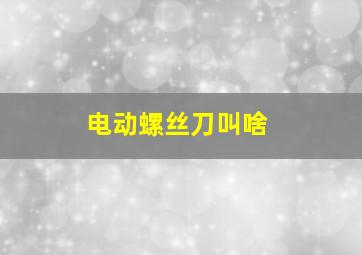 电动螺丝刀叫啥