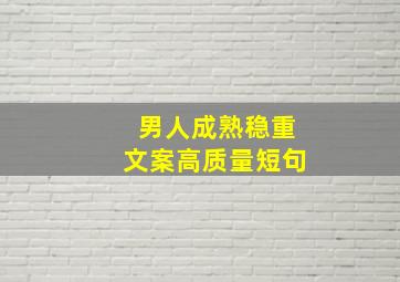 男人成熟稳重文案高质量短句