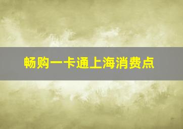 畅购一卡通上海消费点