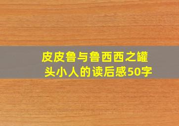 皮皮鲁与鲁西西之罐头小人的读后感50字