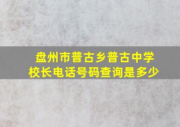 盘州市普古乡普古中学校长电话号码查询是多少