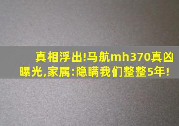 真相浮出!马航mh370真凶曝光,家属:隐瞒我们整整5年!