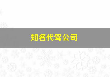 知名代驾公司