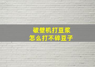 破壁机打豆浆怎么打不碎豆子