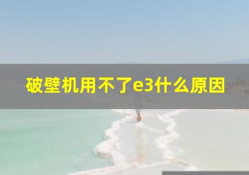 破壁机用不了e3什么原因