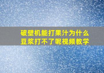 破壁机能打果汁为什么豆浆打不了呢视频教学