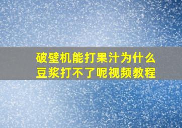 破壁机能打果汁为什么豆浆打不了呢视频教程