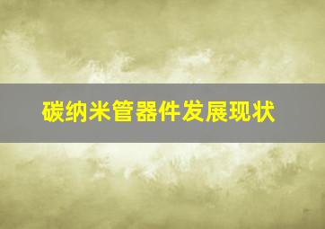 碳纳米管器件发展现状