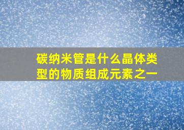 碳纳米管是什么晶体类型的物质组成元素之一