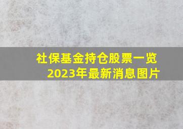 社保基金持仓股票一览2023年最新消息图片