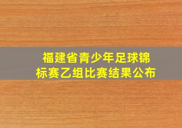 福建省青少年足球锦标赛乙组比赛结果公布