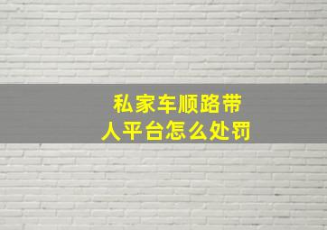 私家车顺路带人平台怎么处罚