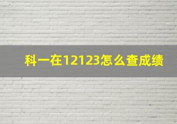 科一在12123怎么查成绩