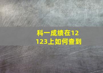 科一成绩在12123上如何查到