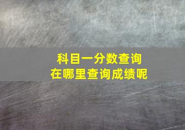 科目一分数查询在哪里查询成绩呢