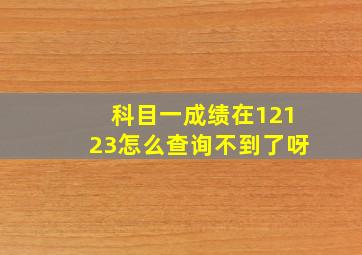 科目一成绩在12123怎么查询不到了呀