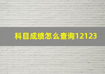 科目成绩怎么查询12123