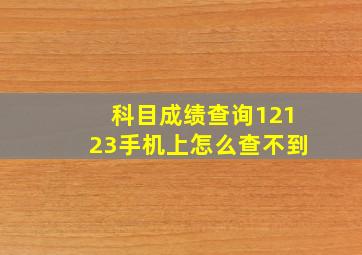 科目成绩查询12123手机上怎么查不到