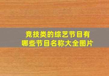 竞技类的综艺节目有哪些节目名称大全图片