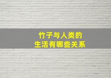 竹子与人类的生活有哪些关系