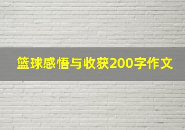 篮球感悟与收获200字作文