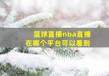 篮球直播nba直播在哪个平台可以看到