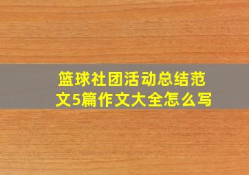 篮球社团活动总结范文5篇作文大全怎么写