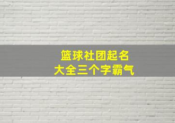 篮球社团起名大全三个字霸气