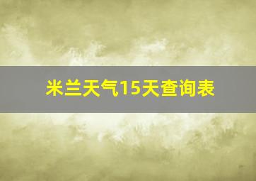 米兰天气15天查询表