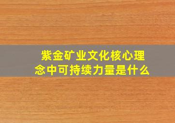 紫金矿业文化核心理念中可持续力量是什么