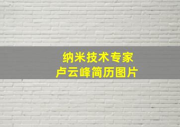 纳米技术专家卢云峰简历图片