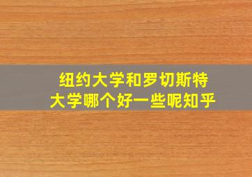 纽约大学和罗切斯特大学哪个好一些呢知乎