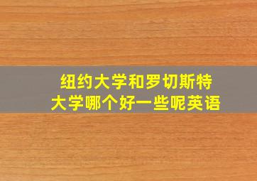 纽约大学和罗切斯特大学哪个好一些呢英语