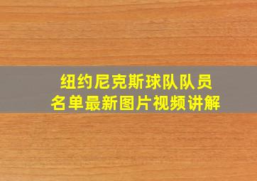 纽约尼克斯球队队员名单最新图片视频讲解