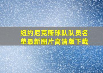 纽约尼克斯球队队员名单最新图片高清版下载