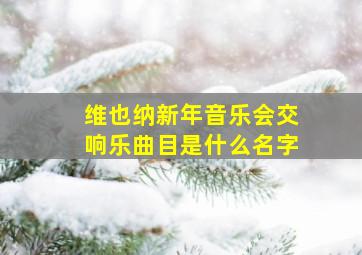 维也纳新年音乐会交响乐曲目是什么名字