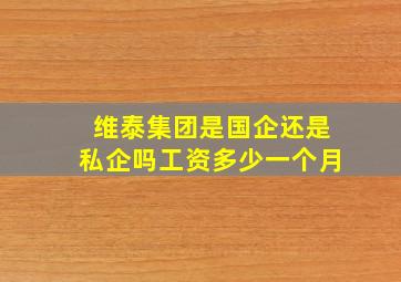 维泰集团是国企还是私企吗工资多少一个月