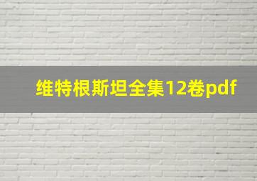 维特根斯坦全集12卷pdf