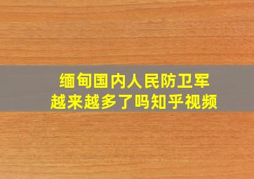 缅甸国内人民防卫军越来越多了吗知乎视频