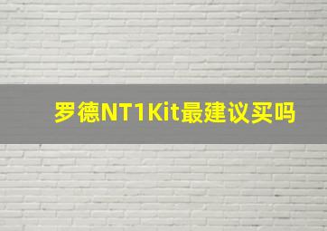 罗德NT1Kit最建议买吗